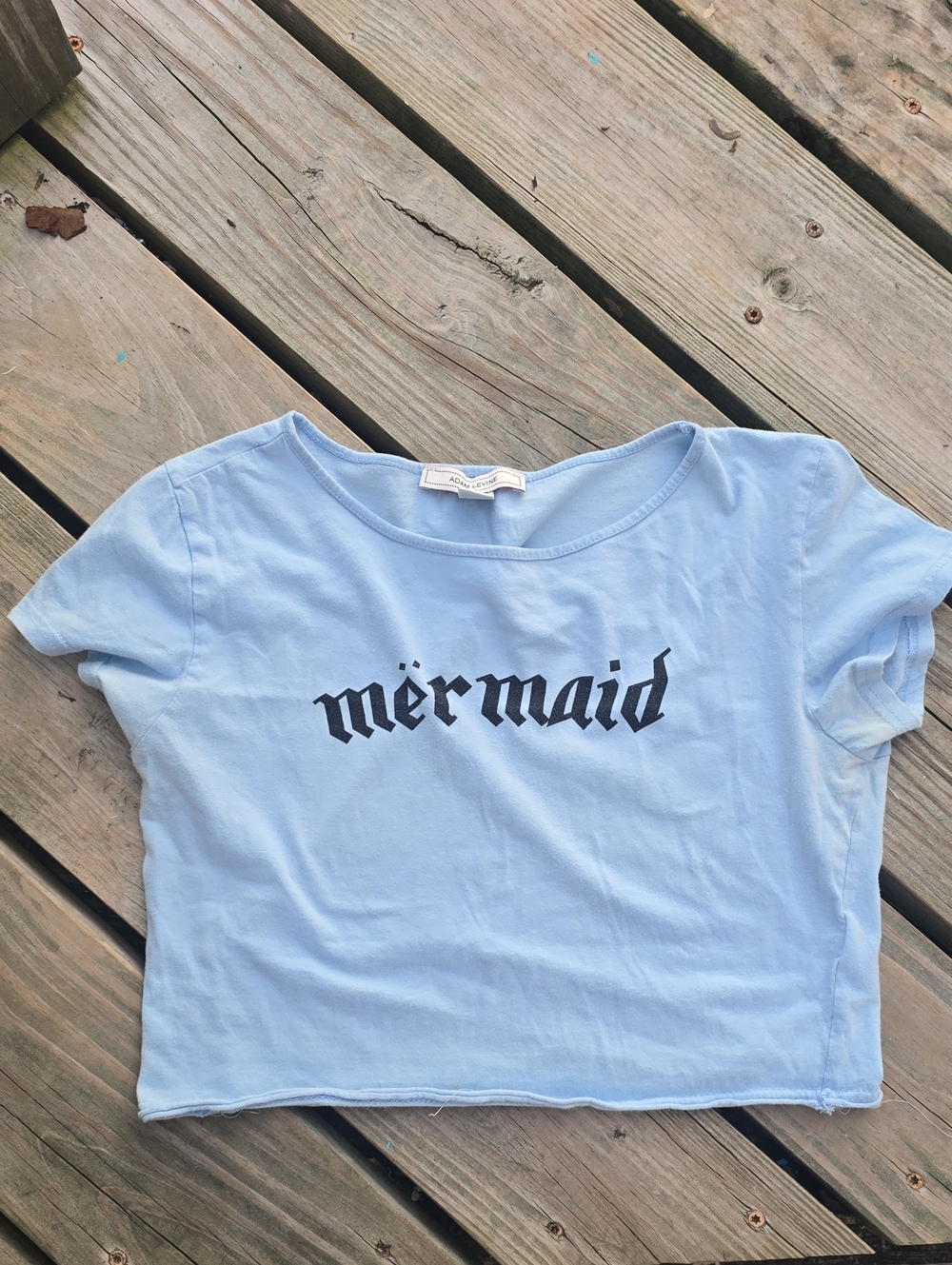 Adam Levine Light Blue Crewneck Crop Tee